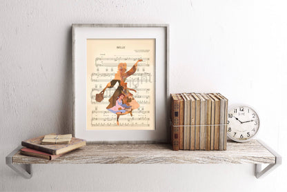 Beauty and the Beast with Basket Sheet Music Art Print
