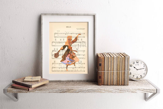 Beauty and the Beast with Basket Sheet Music Art Print