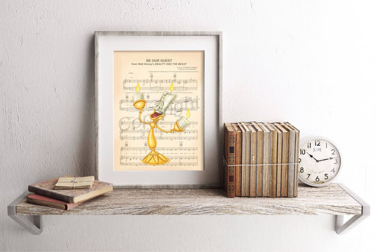 Beauty and the Beast Lumière Be Our Guest Sheet Music Art Print
