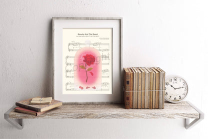 Beauty and the Beast Enchanted Rose Tale As Old As Time Sheet Music Art Print
