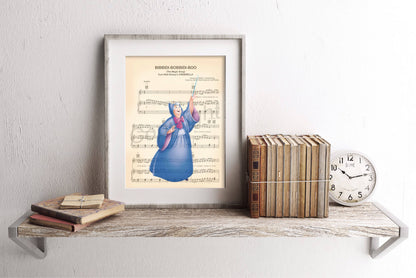 Cinderella Fairy Godmother Bibbidi-Bobbidi-Boo Sheet Music Wall Art — Disney Gift for Music Lovers