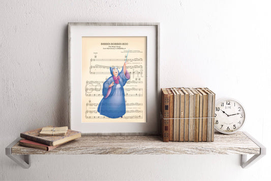 Cinderella Fairy Godmother Bibbidi-Bobbidi-Boo Sheet Music Wall Art — Disney Gift for Music Lovers