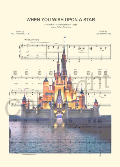 Disney World Cinderella Castle Sheet Music Art Print