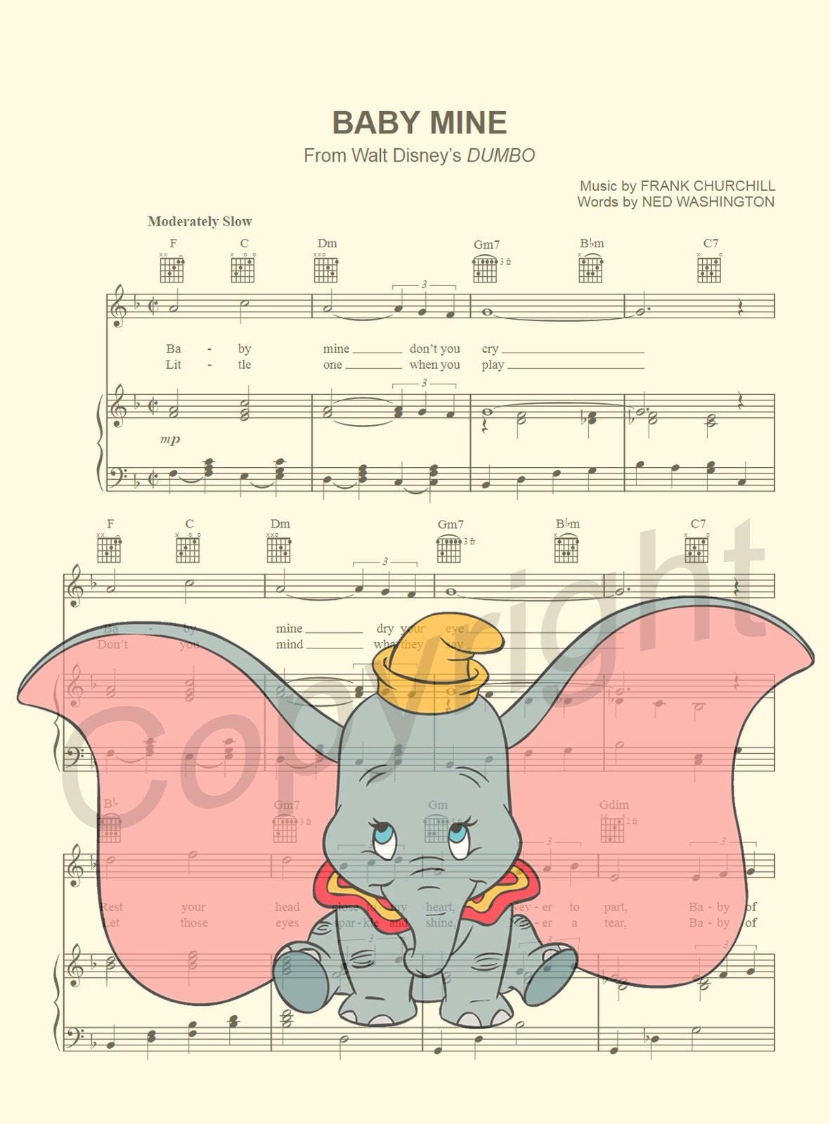 Baby Dumbo Baby of Mine Sheet Music Art Print