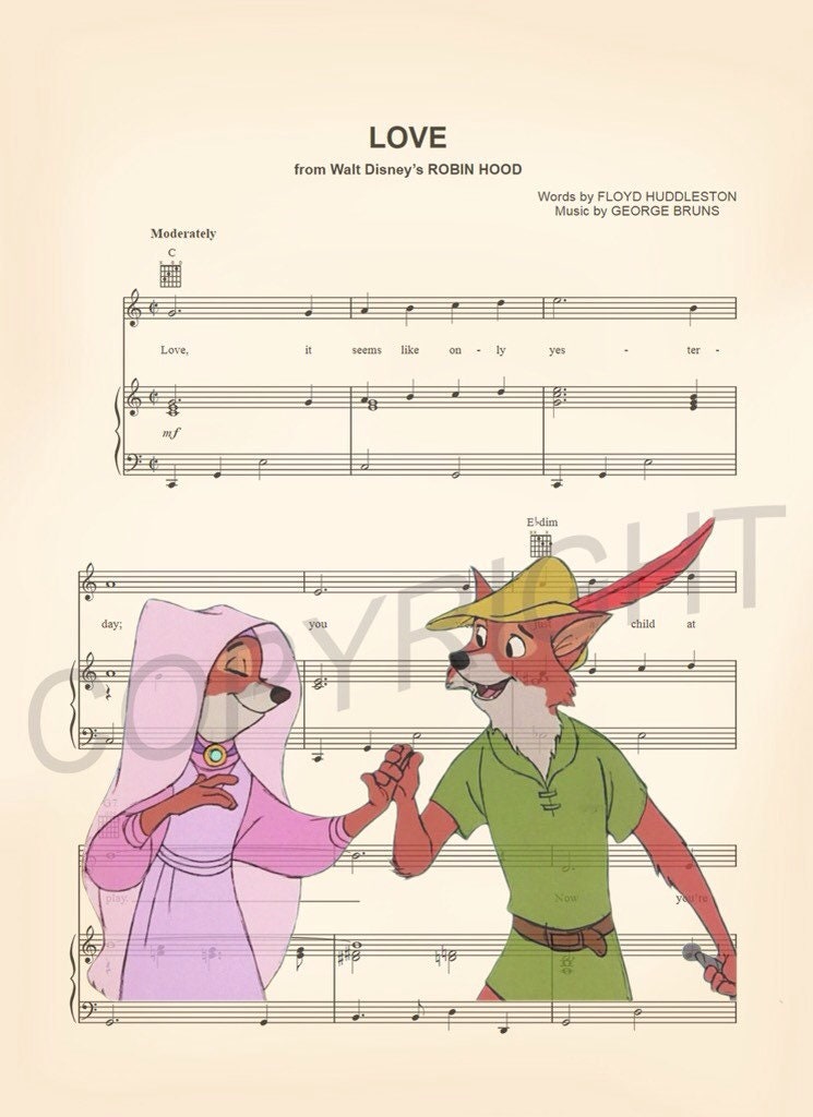 Robin Hood and Maid Marian Sheet Music Art Print