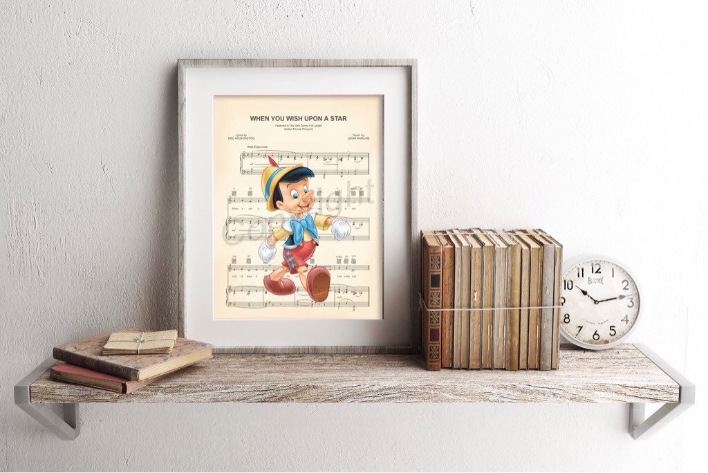 Pinocchio When You Wish Upon A Star Sheet Music Art Print