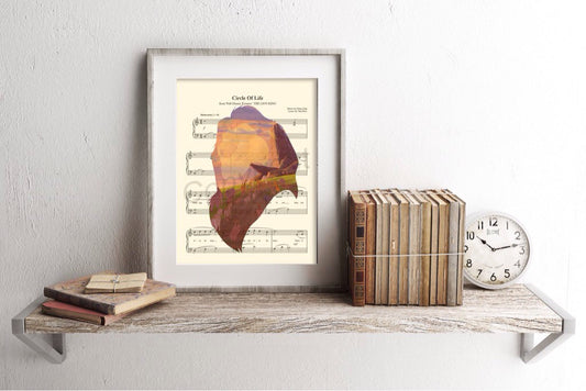 Lion King Mufasa Silhouette Circle of Life Sheet Music Art Print