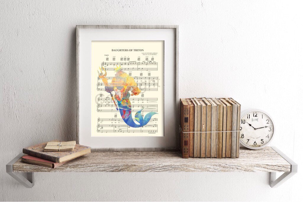Little Mermaid King Triton Sheet Music Art Print