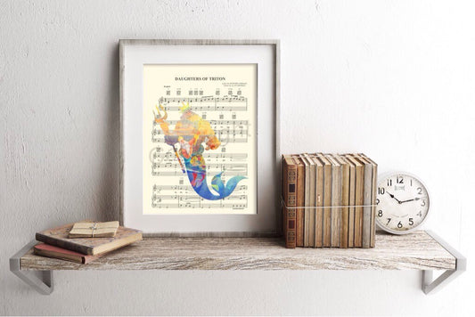Little Mermaid King Triton Sheet Music Art Print
