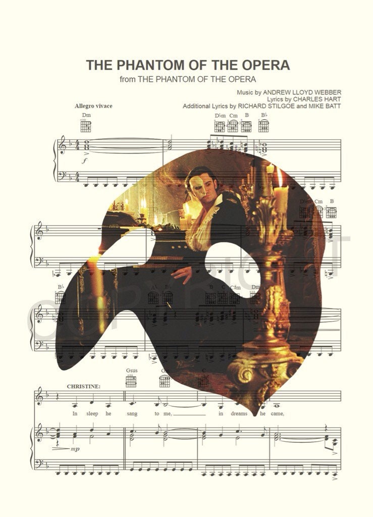 Phantom of the Opera Halloween Sheet Music Art Print