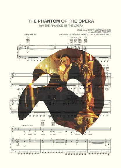 Phantom of the Opera Halloween Sheet Music Art Print