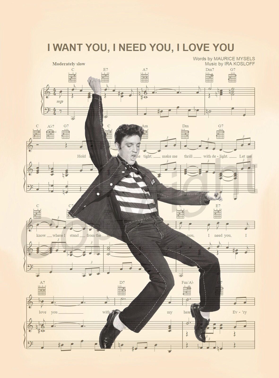 Elvis Jailhouse Rock Sheet Music Art Print