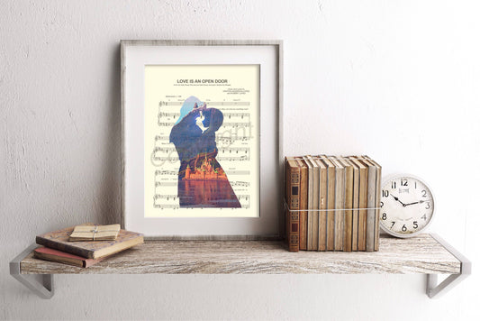 Frozen Anna and Kristoff Love is an Open Door Sheet Music Art Print