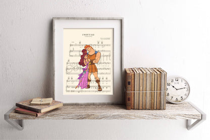 Hercules and Meg I Wont Say I'm In Love Sheet Music Art Print