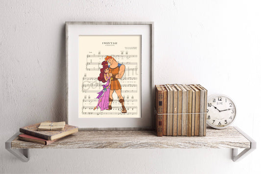 Hercules and Meg I Wont Say I'm In Love Sheet Music Art Print