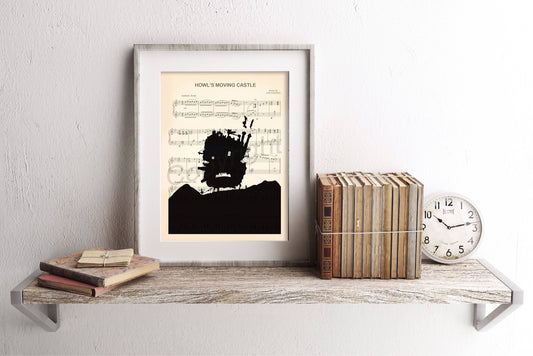 Howl's Moving Castle Silhouette Sheet Music Art Print