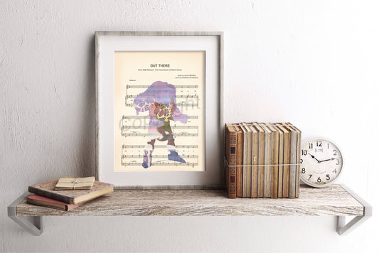 Hunchback of Notre Dame Quasimodo Out There Sheet Music Wall Art — Disney Gift for Music Lovers