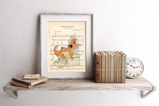 Jungle Book Mowgli and King Louie Sheet Music Art Print