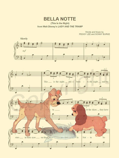 Lady and the Tramp Cement Sheet Music Art Print