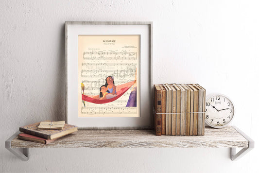 Lilo and Nani Lilo and Stitch Sheet Music Wall Art — Disney Gift for Music Lovers