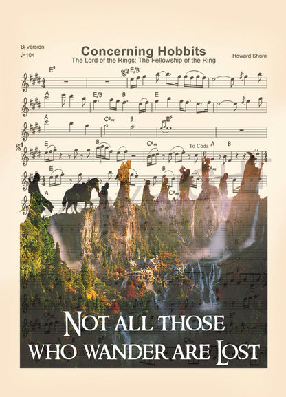 Lord of the Rings Not All Those Who Wander Are Lost Sheet Music Art Print