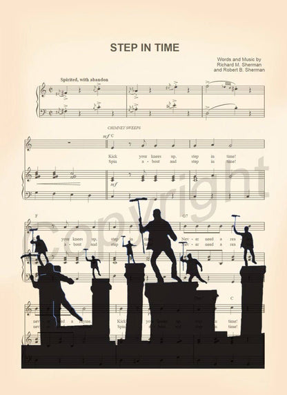 Mary Poppins Bert Step in Time Sheet Music Art Print