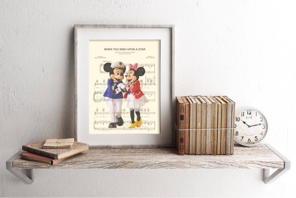 Mickey and Minnie Cruise Sheet Music Wall Art — Disney Gift for Music Lovers