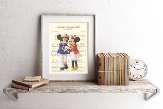 Mickey and Minnie Cruise Sheet Music Wall Art — Disney Gift for Music Lovers