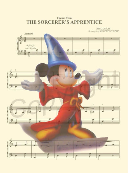 Mickey Sorcerer Fantasia Sheet Music Art Print