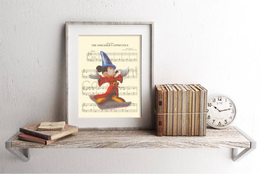 Mickey Sorcerer Fantasia Sheet Music Art Print