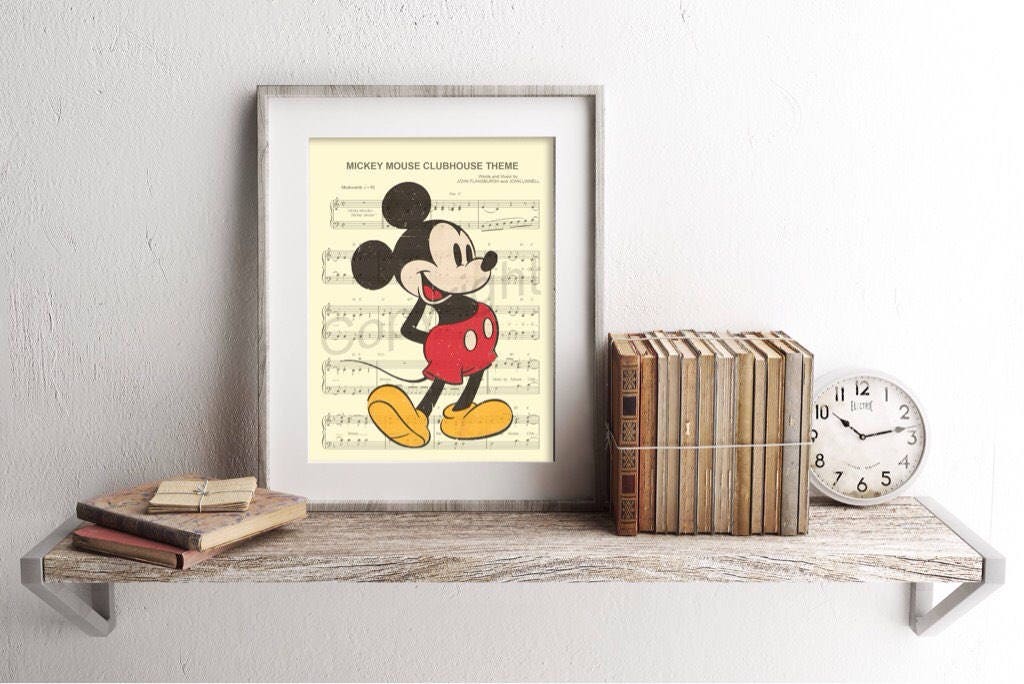Mickey Mouse Clubhouse Theme Vintage Sheet Music Art Print