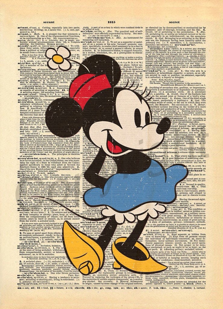 Minnie Mouse Vintage Dictionary Art Print — Disney Wall Art Gift
