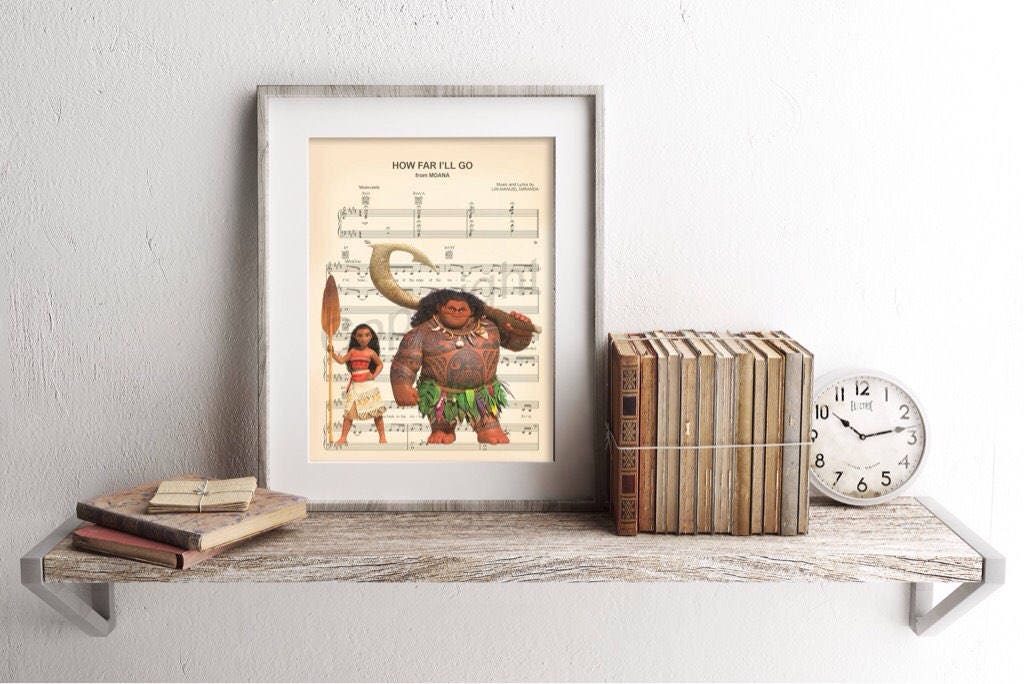 Moana and Maui How Far I'll Go Sheet Music Art Print