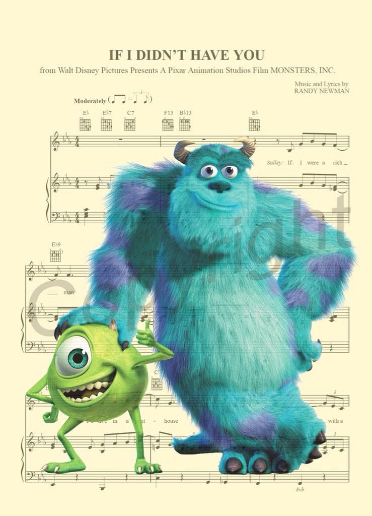 Monsters, Inc. Mike and Sully Sheet Music Art Print
