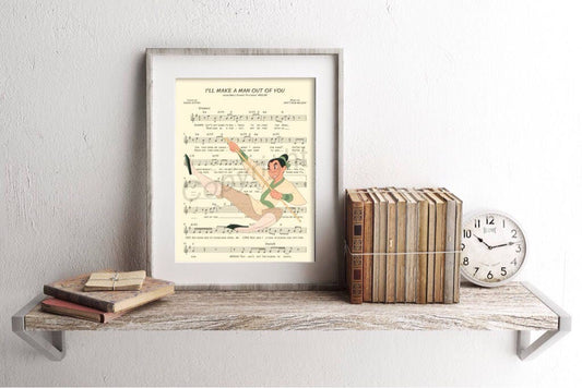 Mulan I'll Make a Man Out of You Sheet Music Wall Art — Disney Gift for Music Lovers