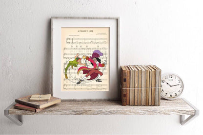Peter Pan Fighting Captain Hook Sheet Music Art Print
