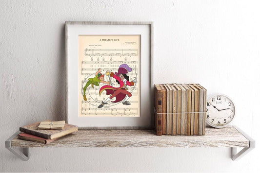 Peter Pan Fighting Captain Hook Sheet Music Art Print