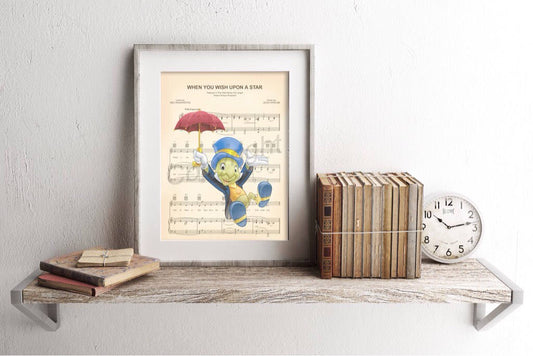 Jiminy Cricket Pinocchio When You Wish Upon A Star Sheet Music Art Print