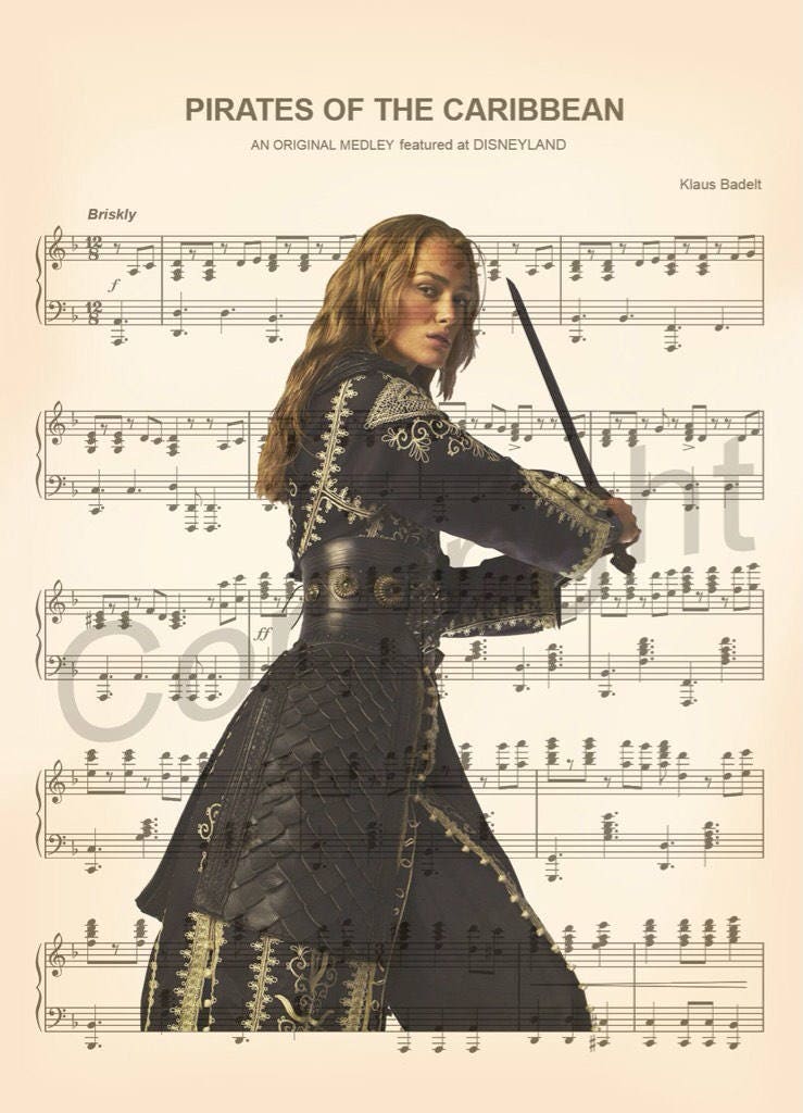 Elizabeth Swann Pirates of the Caribbean Sheet Music Art Print