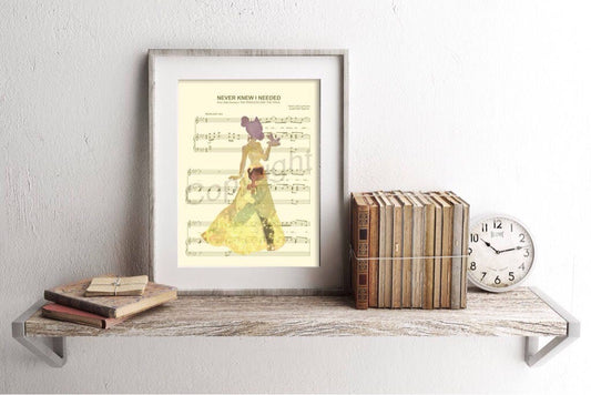 Princess and the Frog Kiss Sheet Music Art Print