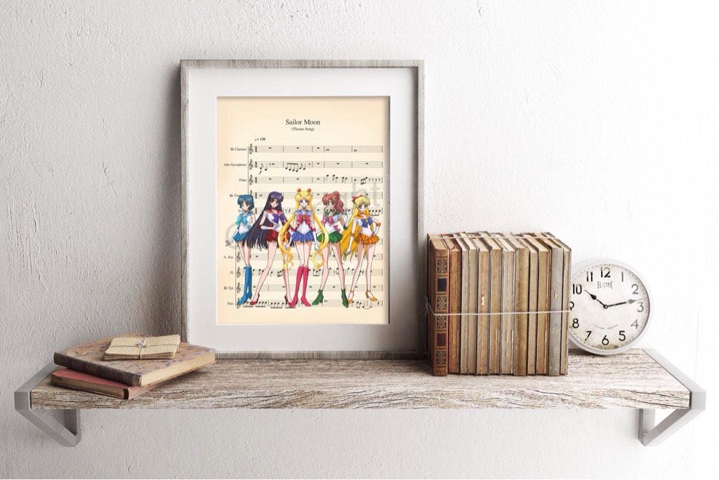Sailor Moon Girls Sheet Music Art Print