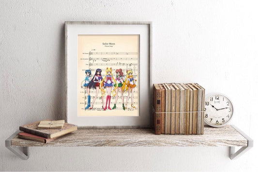 Sailor Moon Girls Sheet Music Art Print
