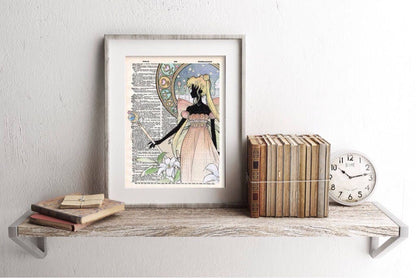 Sailor Moon Night Dictionary Art Print