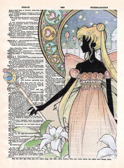Sailor Moon Night Dictionary Art Print