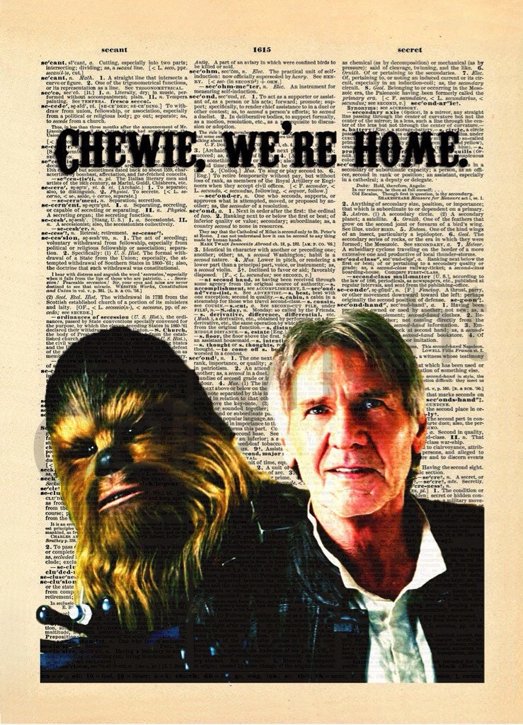 Star Wars Han Solo and Chewbacca Dictionary Art Print
