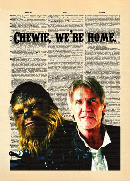 Star Wars Han Solo and Chewbacca Dictionary Art Print — Disney Wall Art Gift