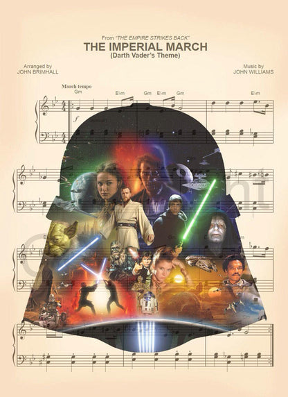 Star Wars Helmet Silhouette Sheet Music Art Print