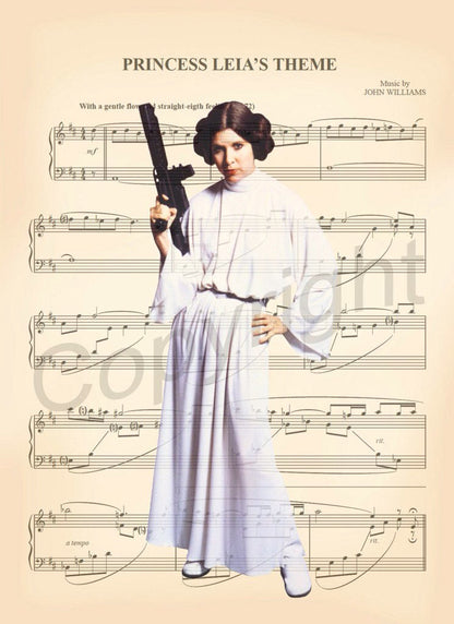 Star Wars Princess Leia White Robe Sheet Music Art Print
