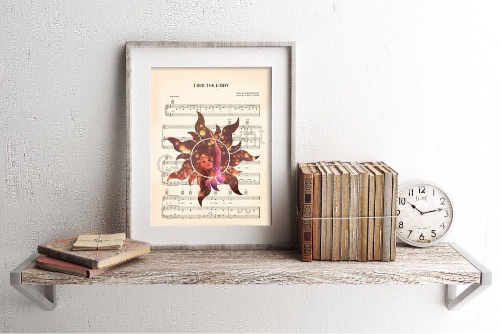 Tangled Rapunzel Sun Star Sheet Music Art Print