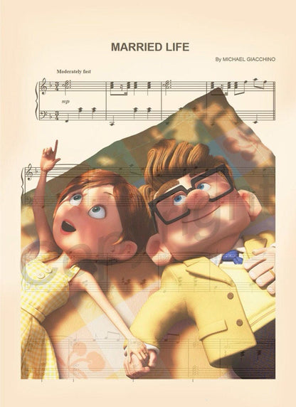 Up Carl and Ellie Sheet Music Art Print